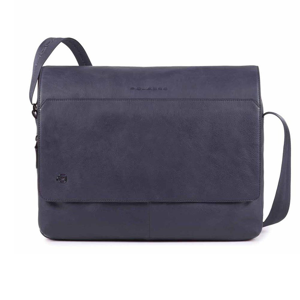 Messenger Porta Pc 14" e Porta Tablet PIQUADRO in Pelle Blu Linea Black Square - CA4639B3