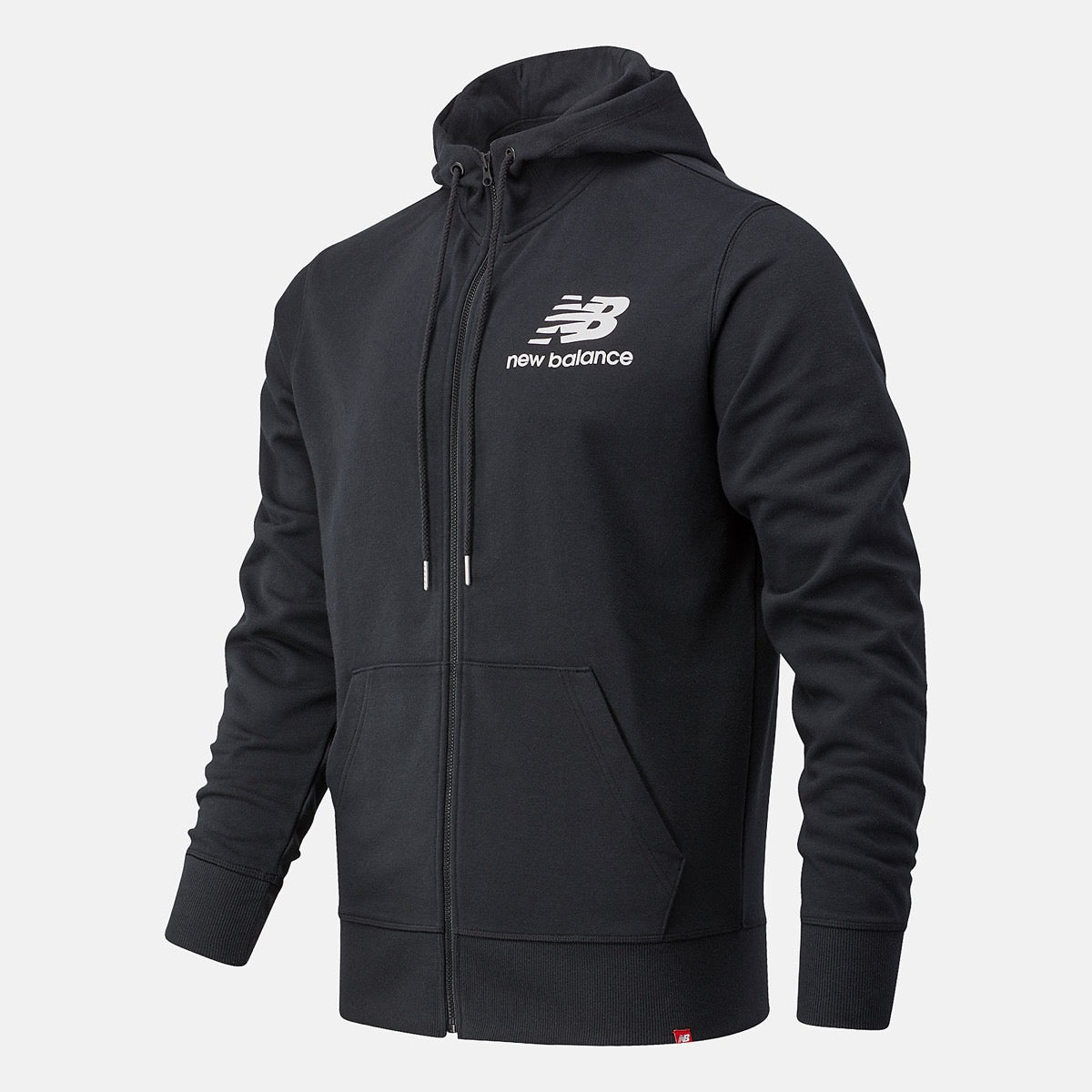 Felpa Uomo con Cappuccio NEW BALANCE linea Essentials Stacked Full Zip colore Black