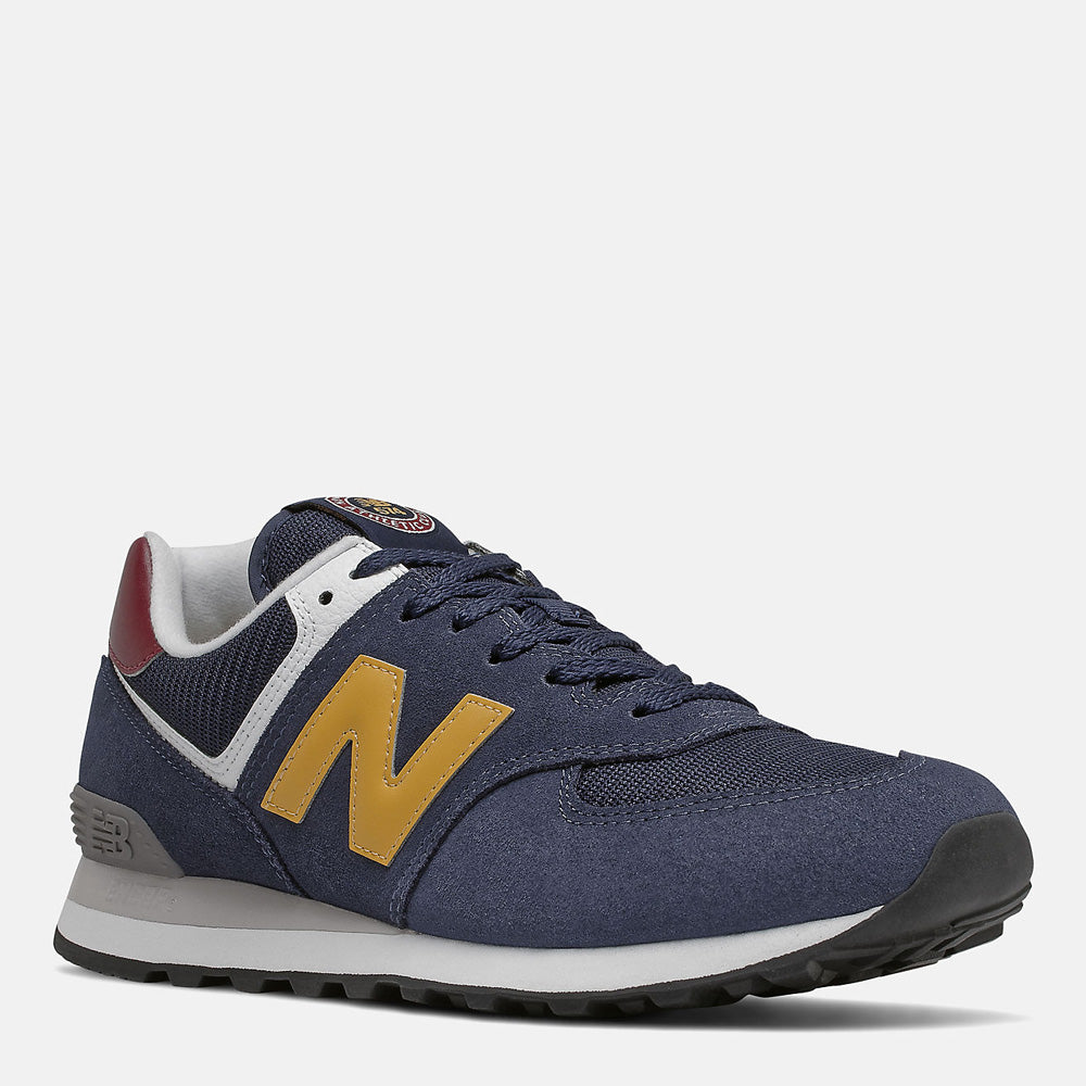 Scarpe Uomo NEW BALANCE Sneakers 574 in Suede e Tessuto colore Natural Indigo e Aspen