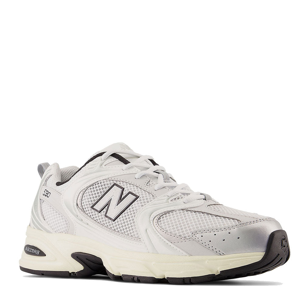 Scarpe Running NEW BALANCE Sneakers 530 in Tessuto Sintetico e Mesh colore White Silver Metallic e Black