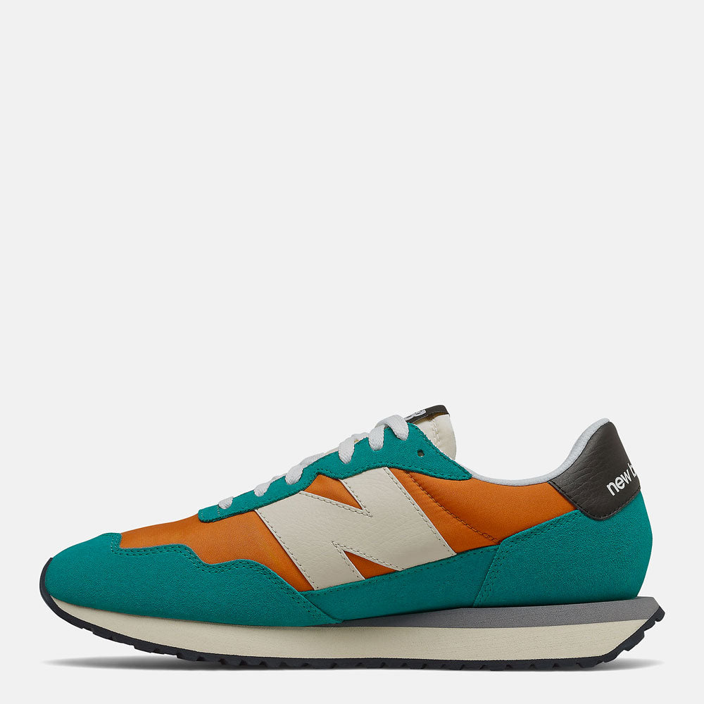 Scarpe Uomo NEW BALANCE Sneakers 237 in Suede e Nylon colore Vintage Orange e Green