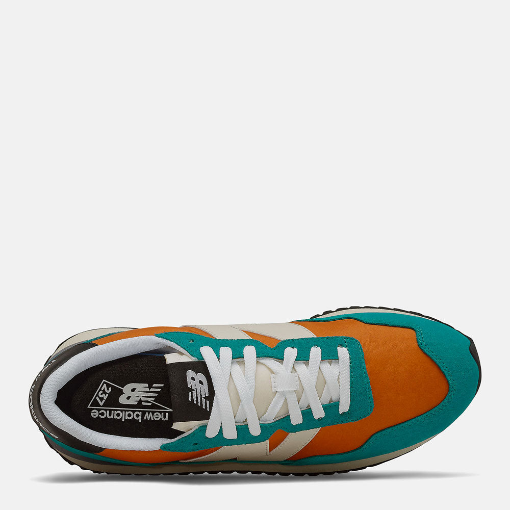 Scarpe Uomo NEW BALANCE Sneakers 237 in Suede e Nylon colore Vintage Orange e Green