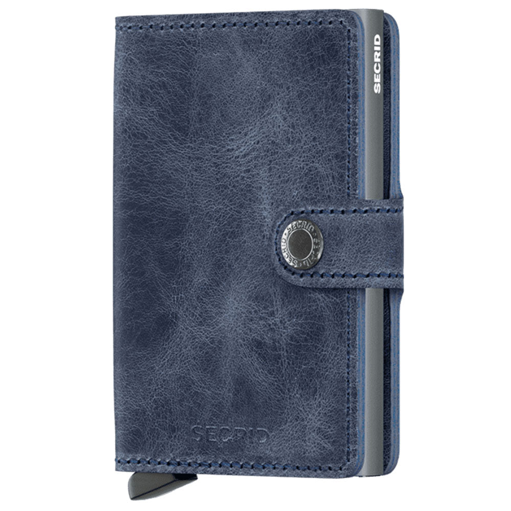 Porta Carte con Clip SECRID linea Vintage in Pelle Blue con RFID