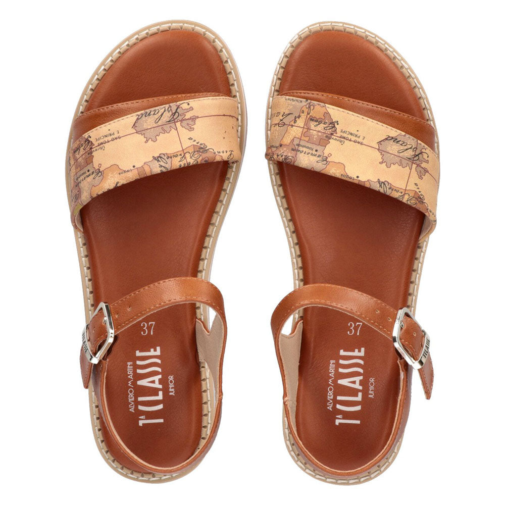 Scarpe Donna 1A Classe Alviero Martini Sandali Platform Marrone con Dettagli Geo Classic 10918