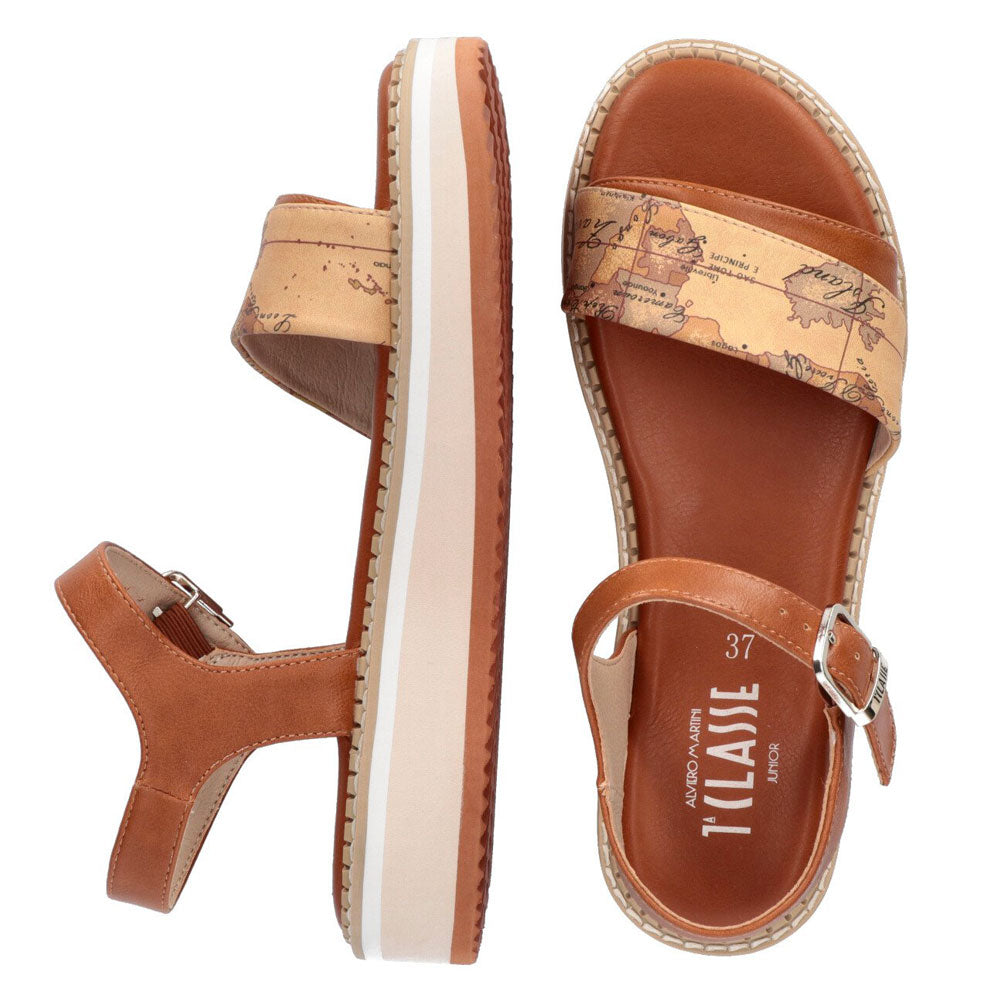 Scarpe Donna 1A Classe Alviero Martini Sandali Platform Marrone con Dettagli Geo Classic 10918