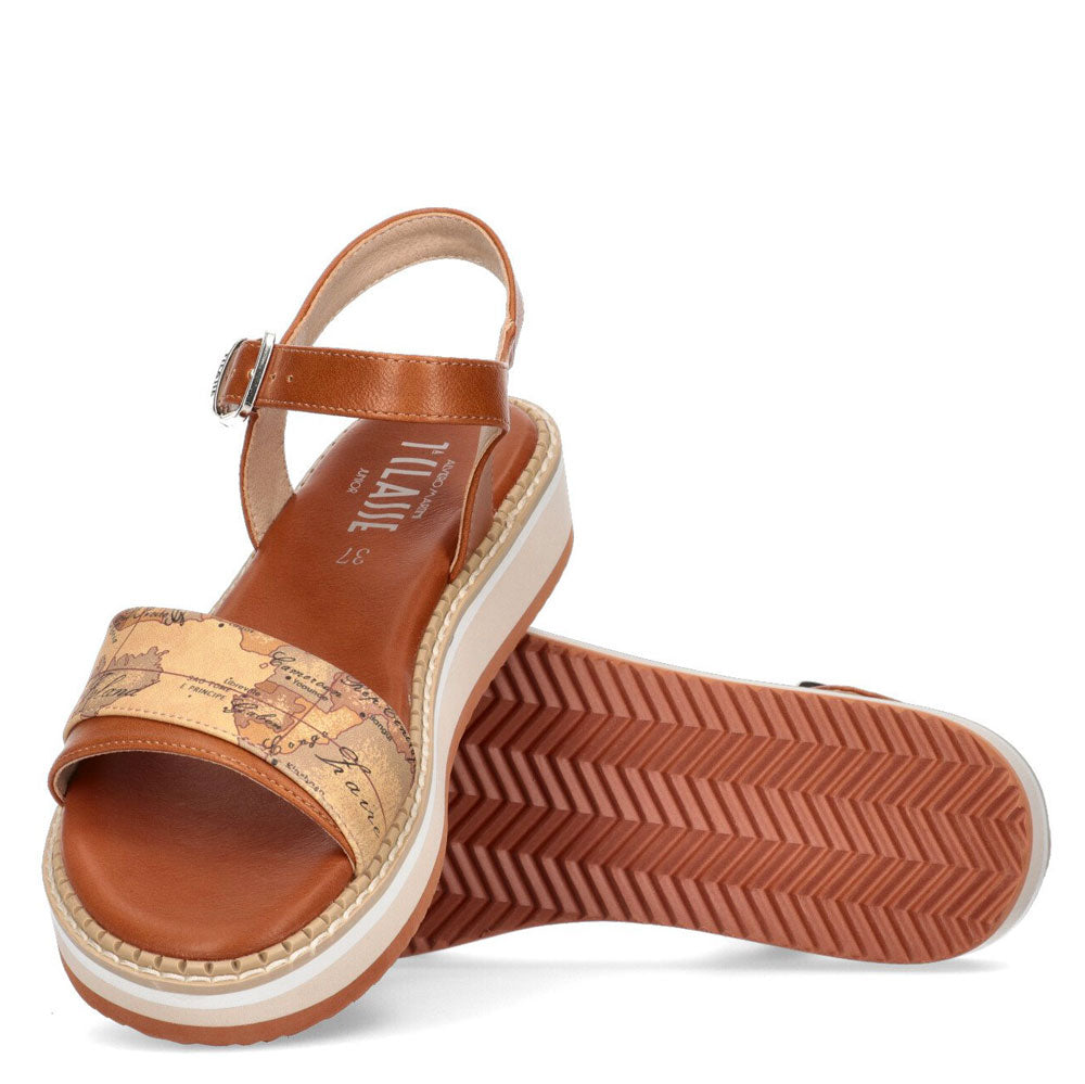 Scarpe Donna 1A Classe Alviero Martini Sandali Platform Marrone con Dettagli Geo Classic 10918