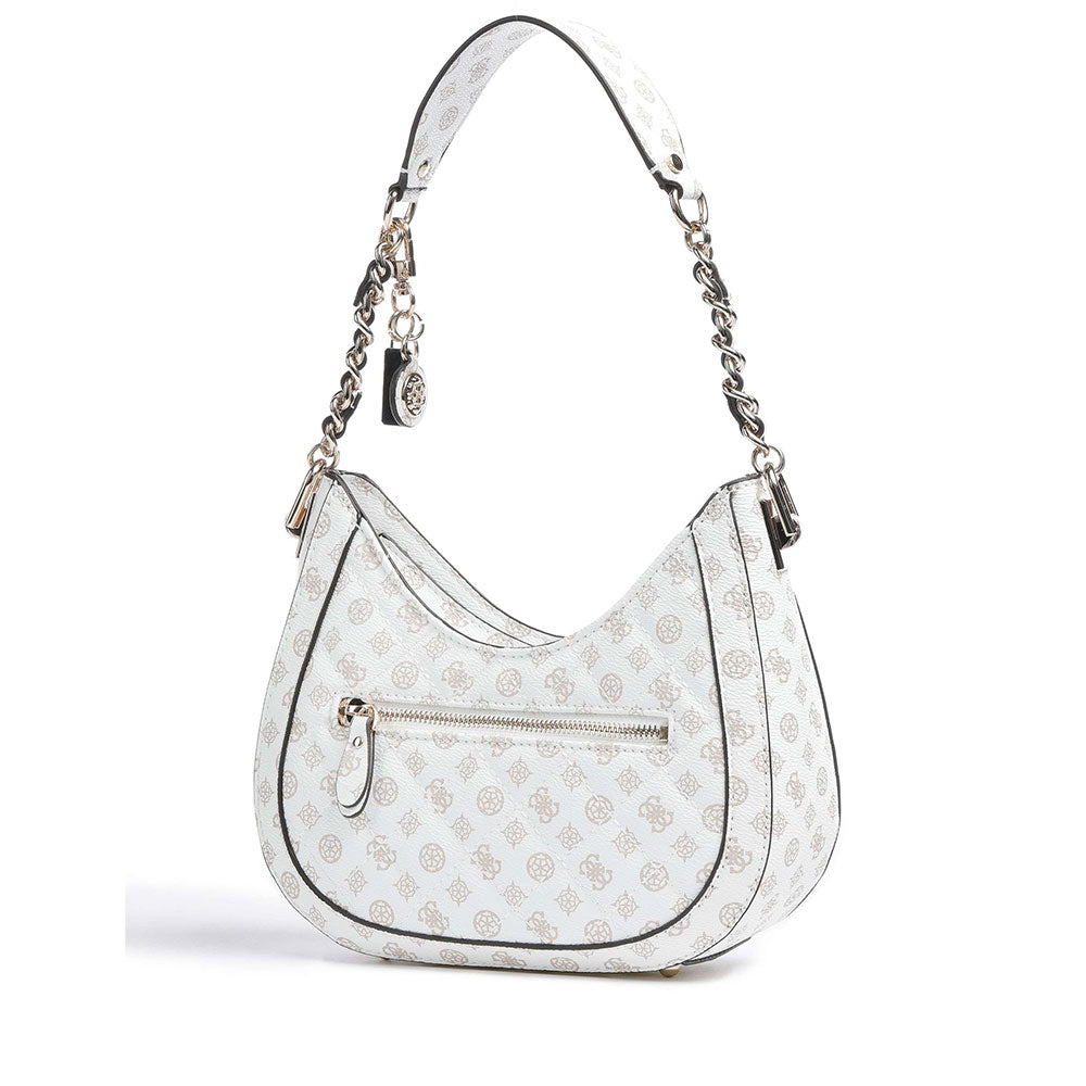 Borsa Donna Hobo a Spalla GUESS Linea Abey Colore White Logo
