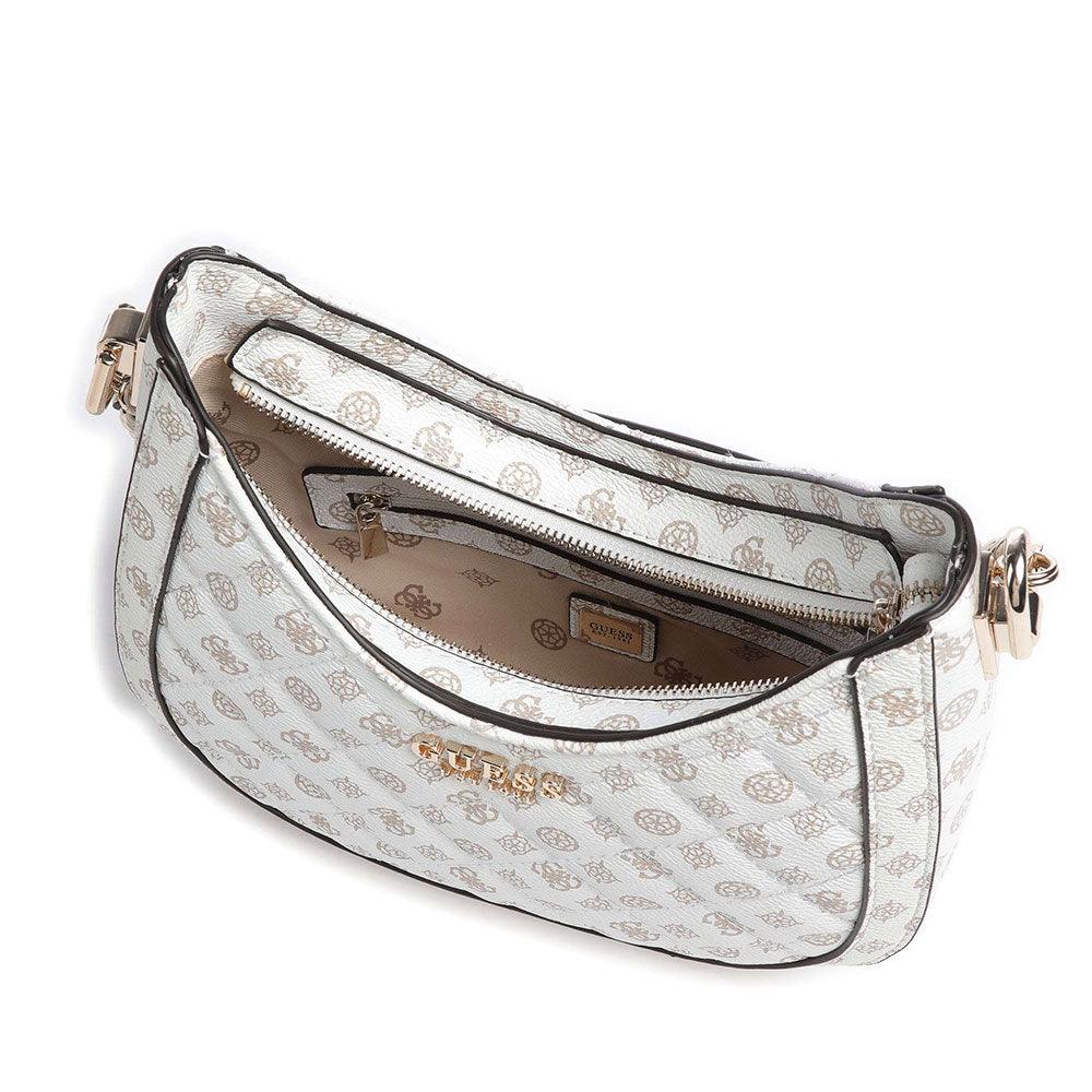 Borsa Donna Hobo a Spalla GUESS Linea Abey Colore White Logo