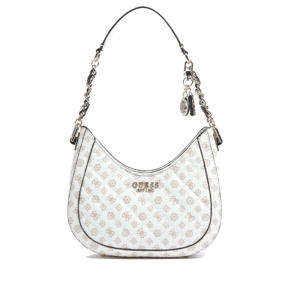 Borsa Donna Hobo a Spalla GUESS Linea Abey Colore White Logo