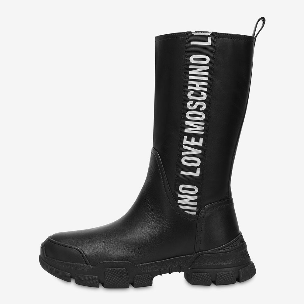Scarpe Donna LOVE MOSCHINO linea Logo Band Stivaletti in Pelle Nera