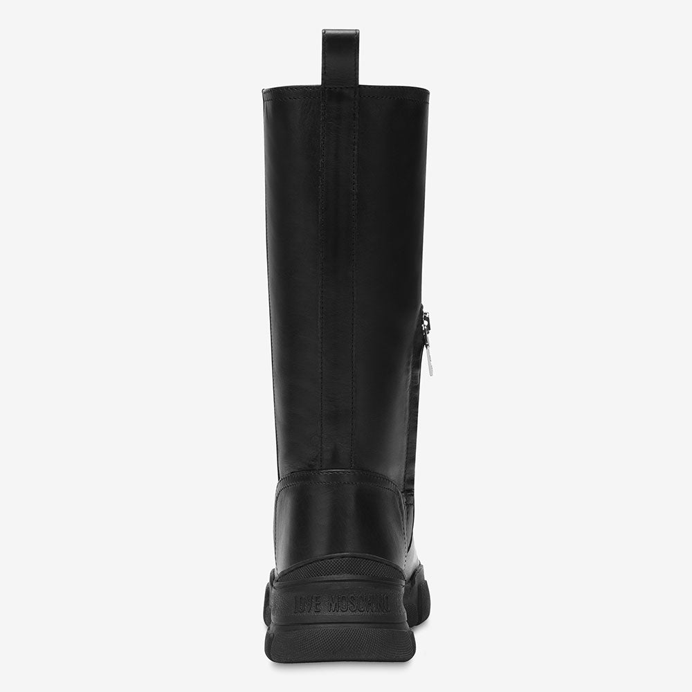 Scarpe Donna LOVE MOSCHINO linea Logo Band Stivaletti in Pelle Nera
