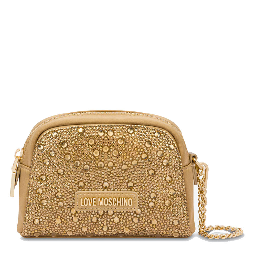 Beauty Case mit Strasssteinen LOVE MOSCHINO Gift Capsule-Linie, Farbe Gold