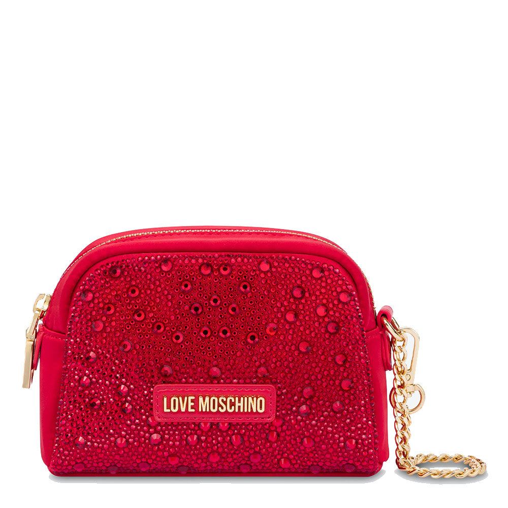 Beauty Case mit Strasssteinen LOVE MOSCHINO Geschenkkapsellinie in Rot