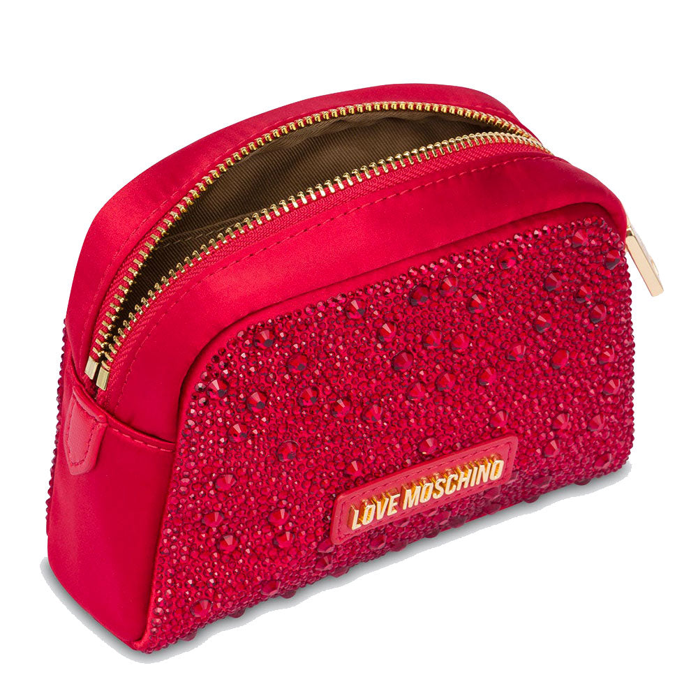 Beauty Case mit Strasssteinen LOVE MOSCHINO Geschenkkapsellinie in Rot