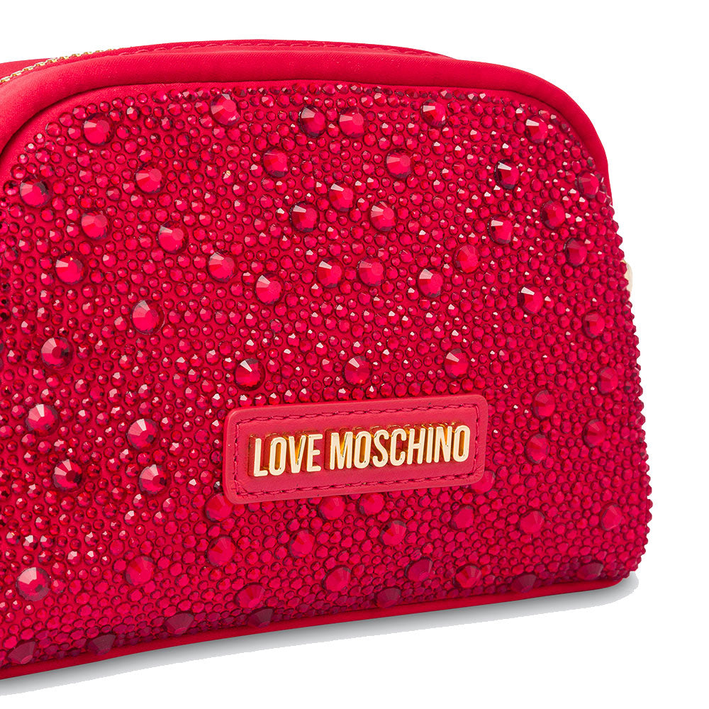 Beauty Case mit Strasssteinen LOVE MOSCHINO Geschenkkapsellinie in Rot