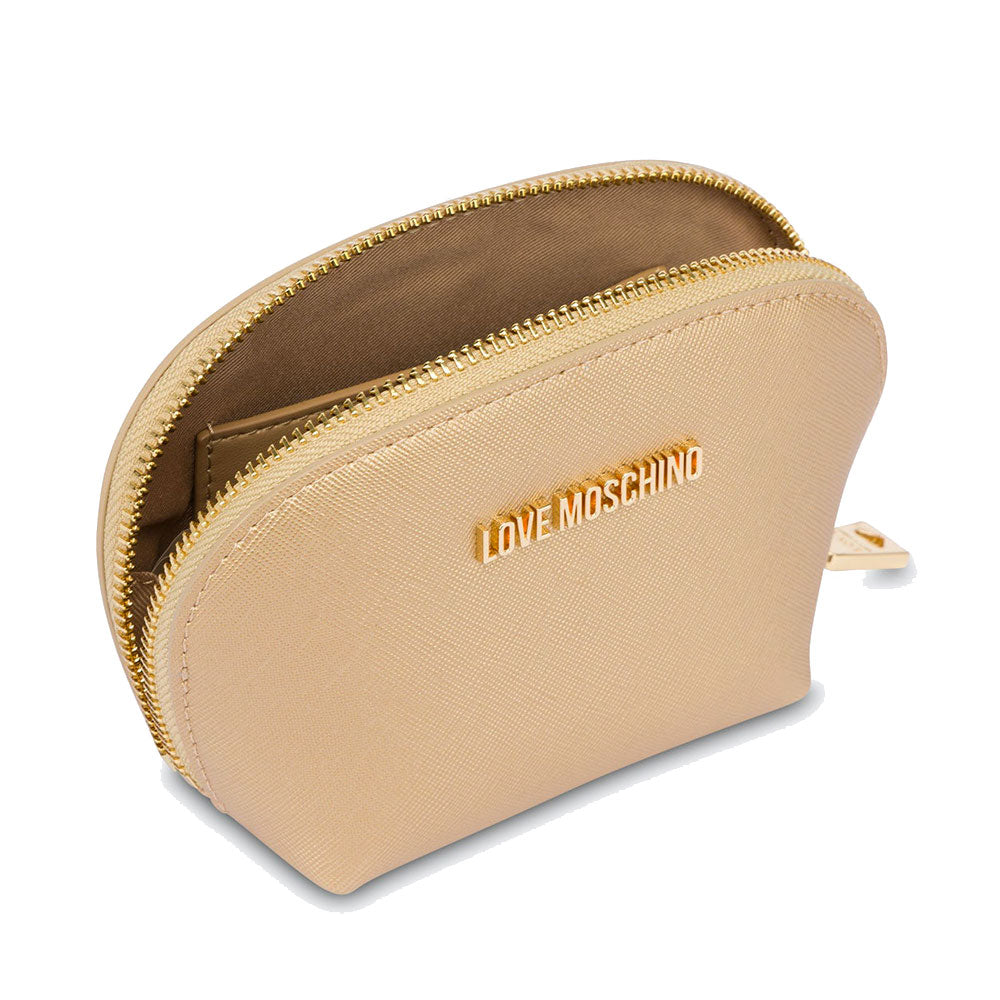 Beauty Case Kleines Laminat LOVE MOSCHINO Gift Capsule-Linie in der Farbe Gold