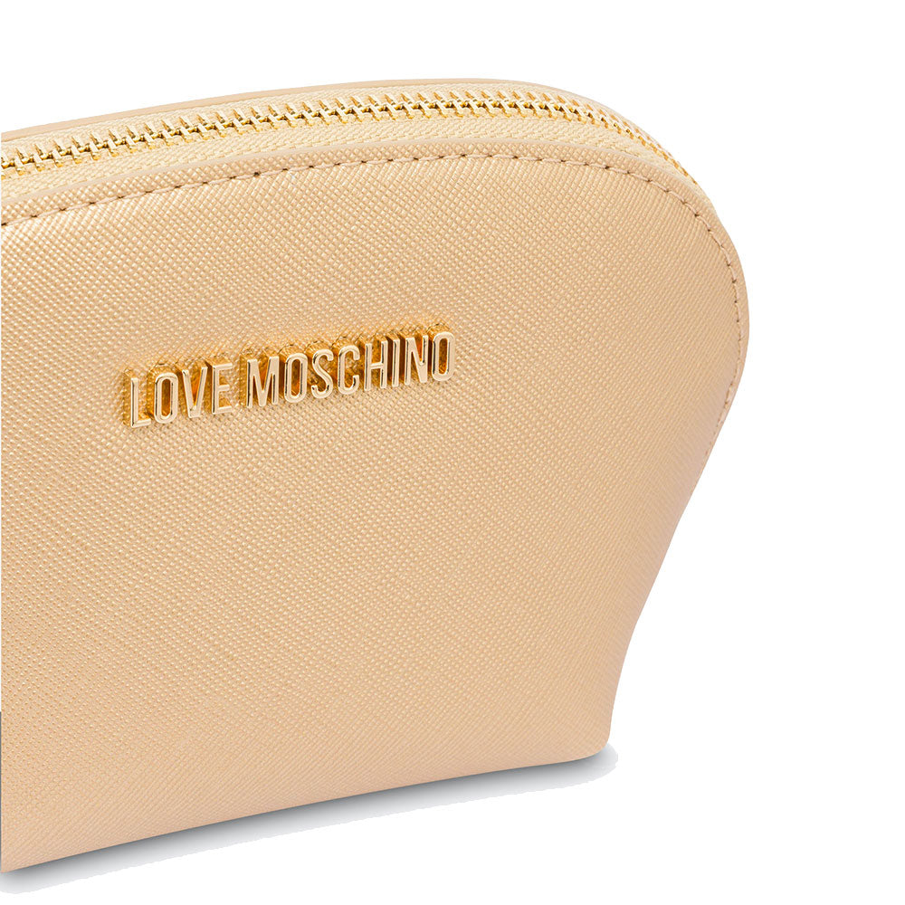Beauty Case Kleines Laminat LOVE MOSCHINO Gift Capsule-Linie in der Farbe Gold