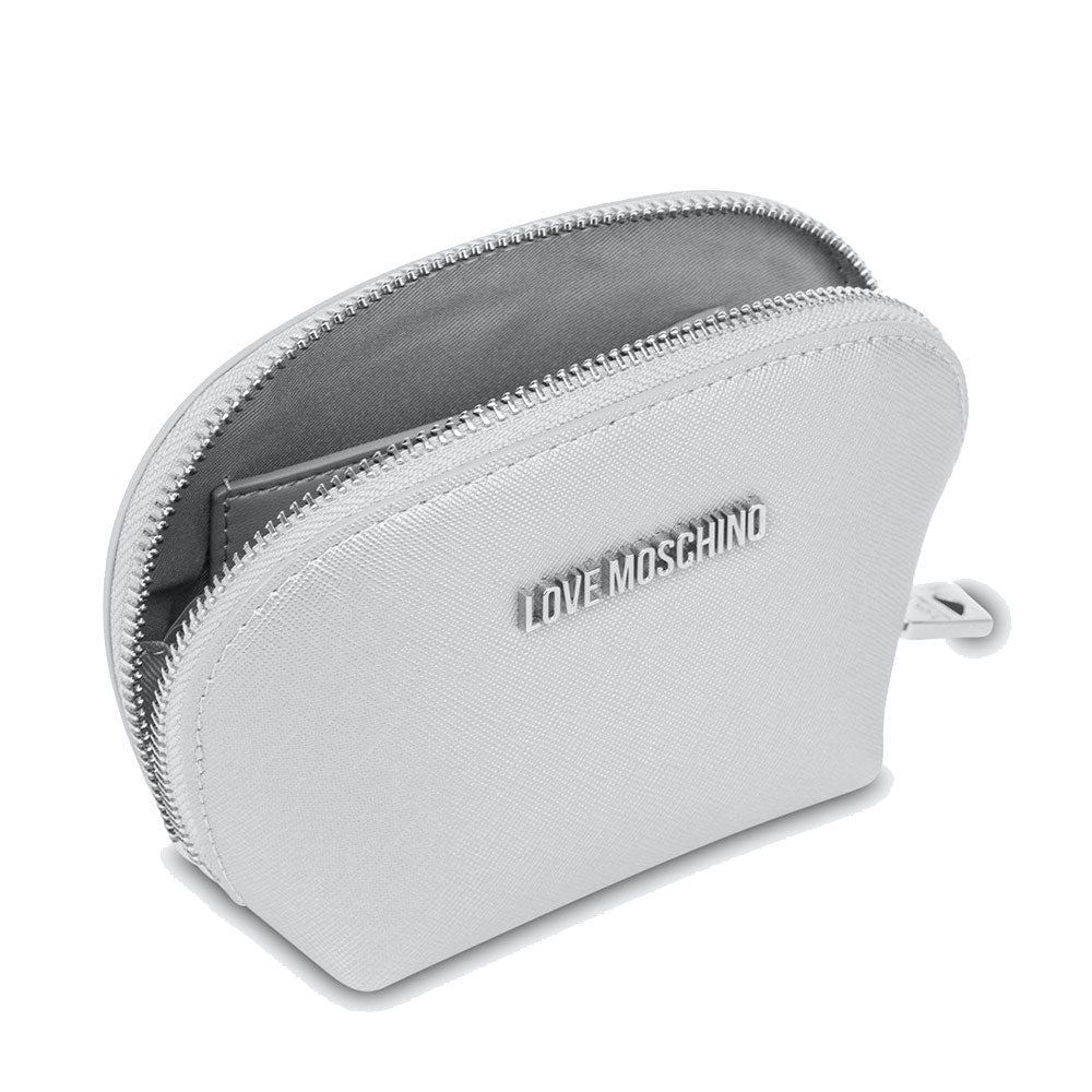 Beauty Case Kleines Laminat LOVE MOSCHINO Geschenkkapsellinie in Silber