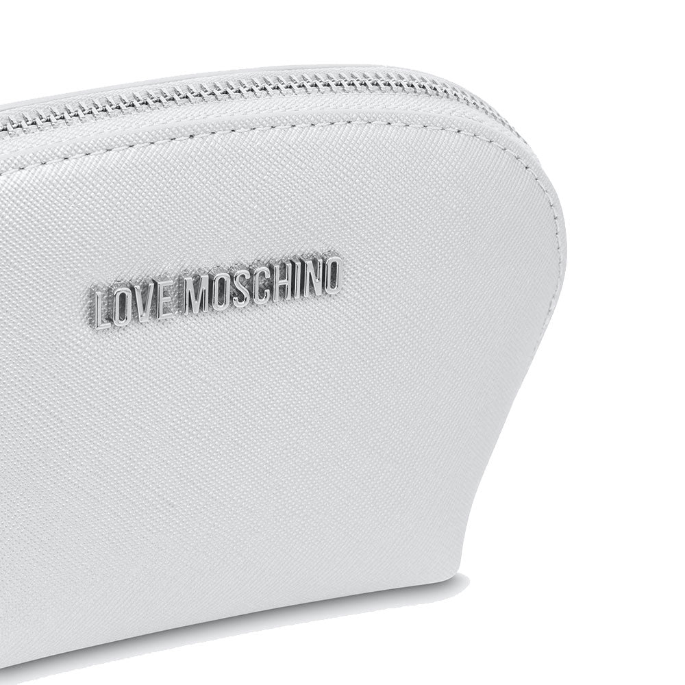 Beauty Case Kleines Laminat LOVE MOSCHINO Geschenkkapsellinie in Silber