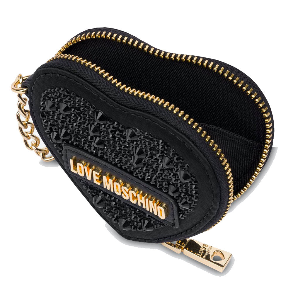 Portamonete con Strass LOVE MOSCHINO linea Gift Capsule colore Nero