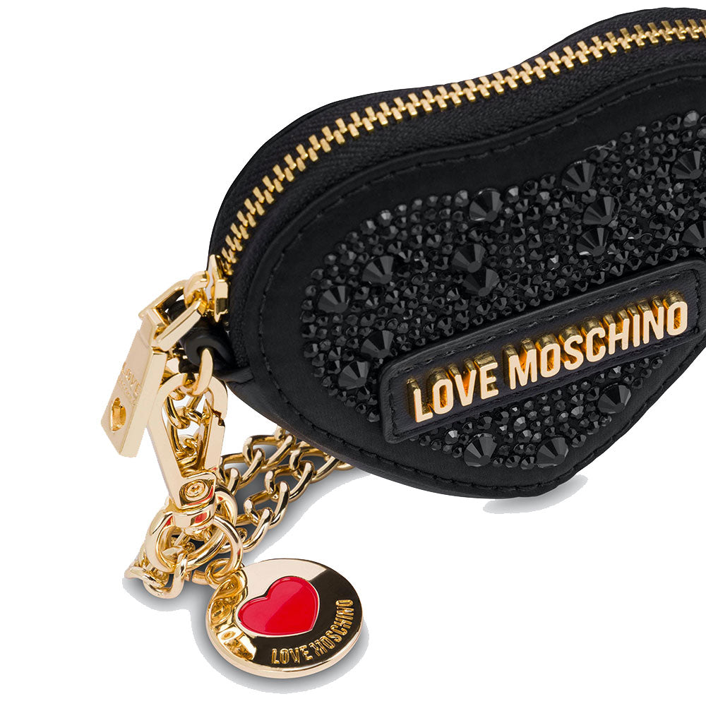 Portamonete con Strass LOVE MOSCHINO linea Gift Capsule colore Nero