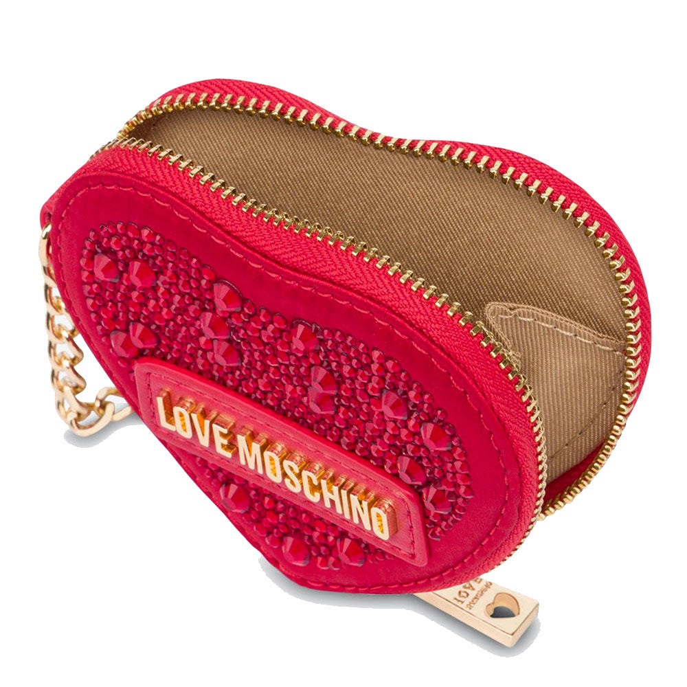 Portamonete con Strass LOVE MOSCHINO linea Gift Capsule colore Rosso