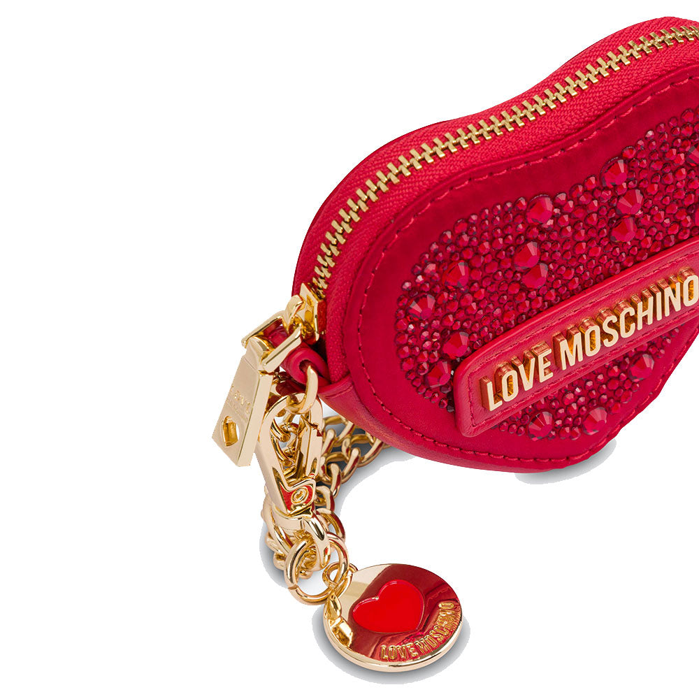 Portamonete con Strass LOVE MOSCHINO linea Gift Capsule colore Rosso