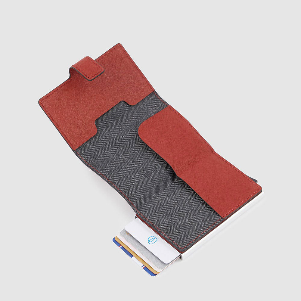 Portacarte PIQUADRO in Pelle e Alluminio con RFID in Pelle Colore Rosso Sangria Linea Black Square - PP5649B3R