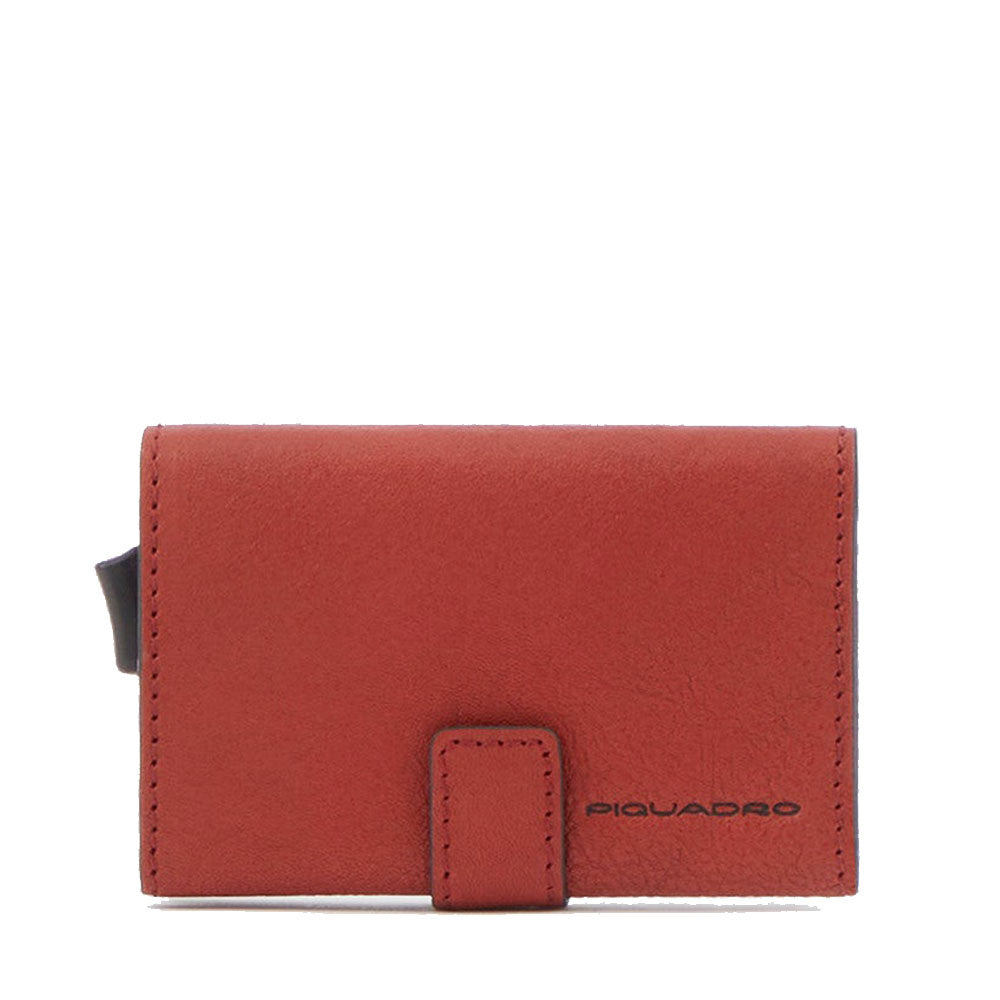 Portacarte PIQUADRO in Pelle e Alluminio con RFID in Pelle Colore Rosso Sangria Linea Black Square - PP5649B3R