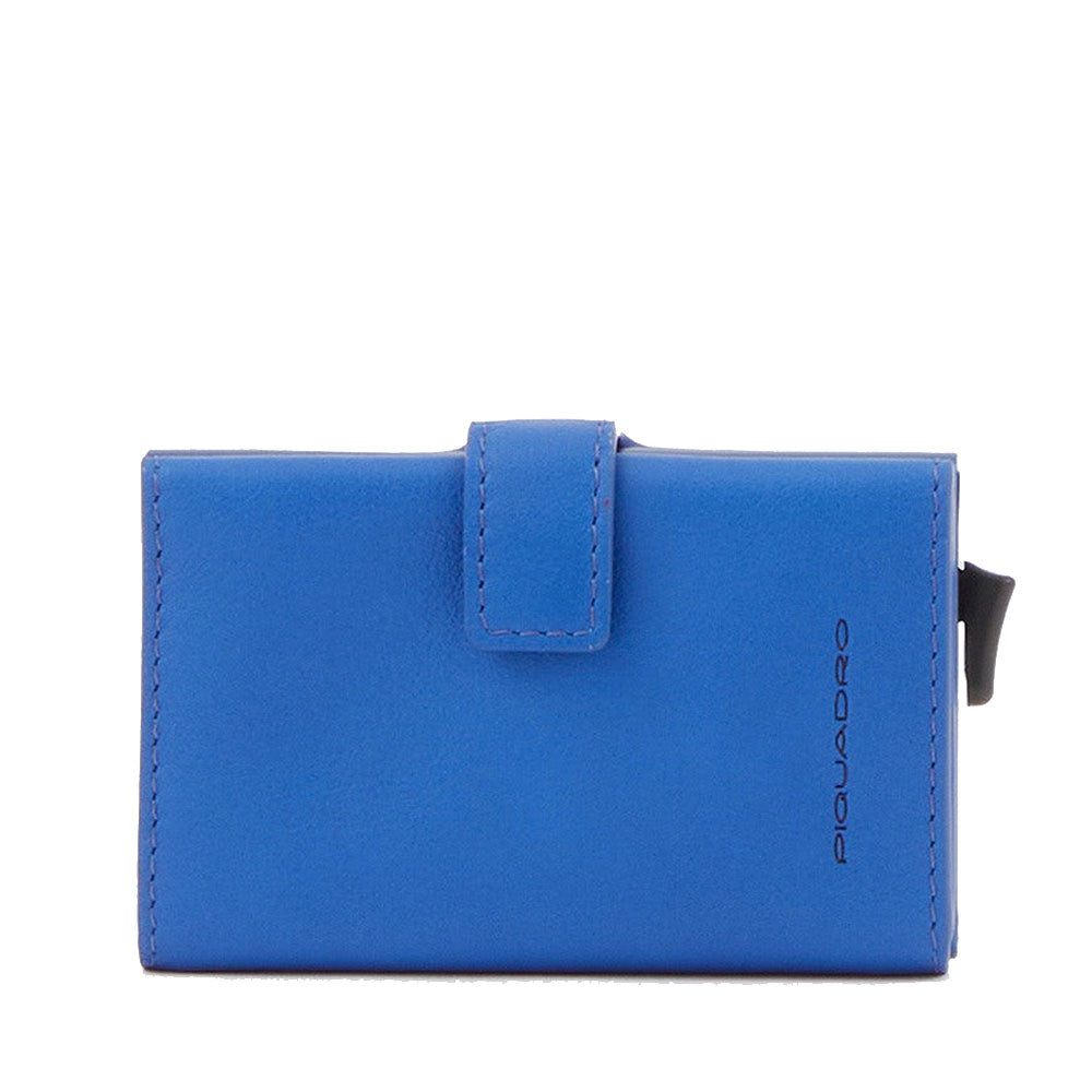 Portacarte PIQUADRO in Pelle e Alluminio con RFID in Pelle Blu Linea Alvar - PP5649S128R