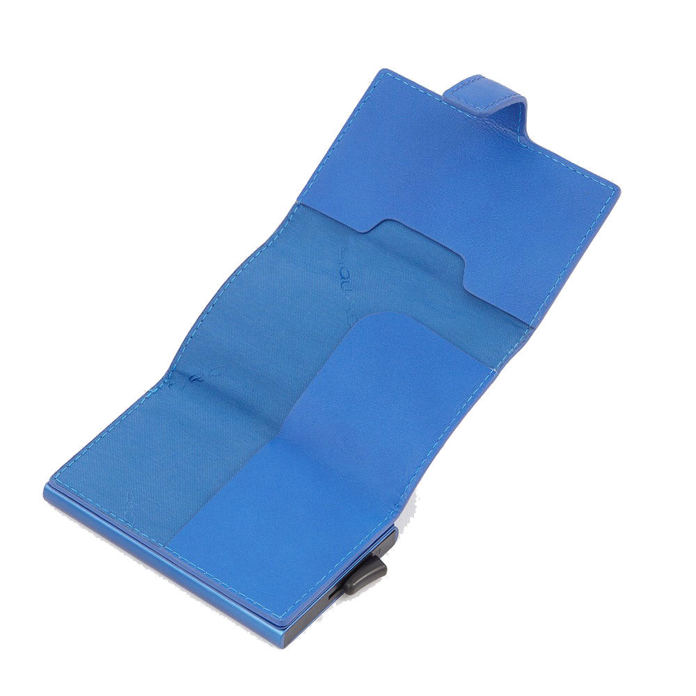 Portacarte PIQUADRO in Pelle e Alluminio con RFID in Pelle Blu Linea Alvar - PP5649S128R