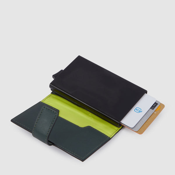 Porta carte di credito in metallo PIQUADRO in Pelle Verde PP5649W122R