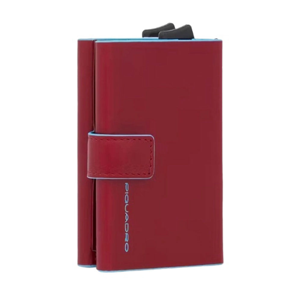 Portacarte PIQUADRO con RFID in Pelle e Alluminio Colore Rosso Linea Blue Square - PP5961B2R