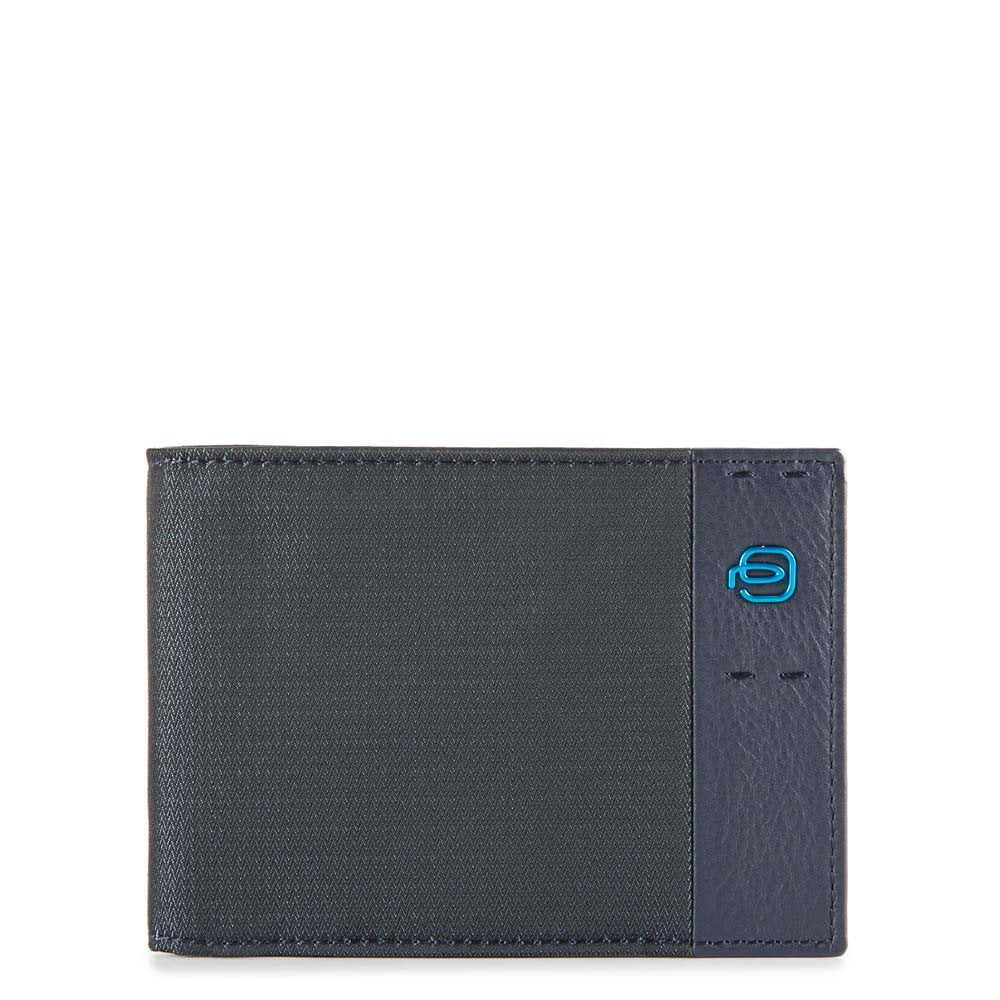 Portafoglio Uomo con Pattina e Portamonete PIQUADRO in Tessuto e Pelle Chevron - Blu PU1392P16