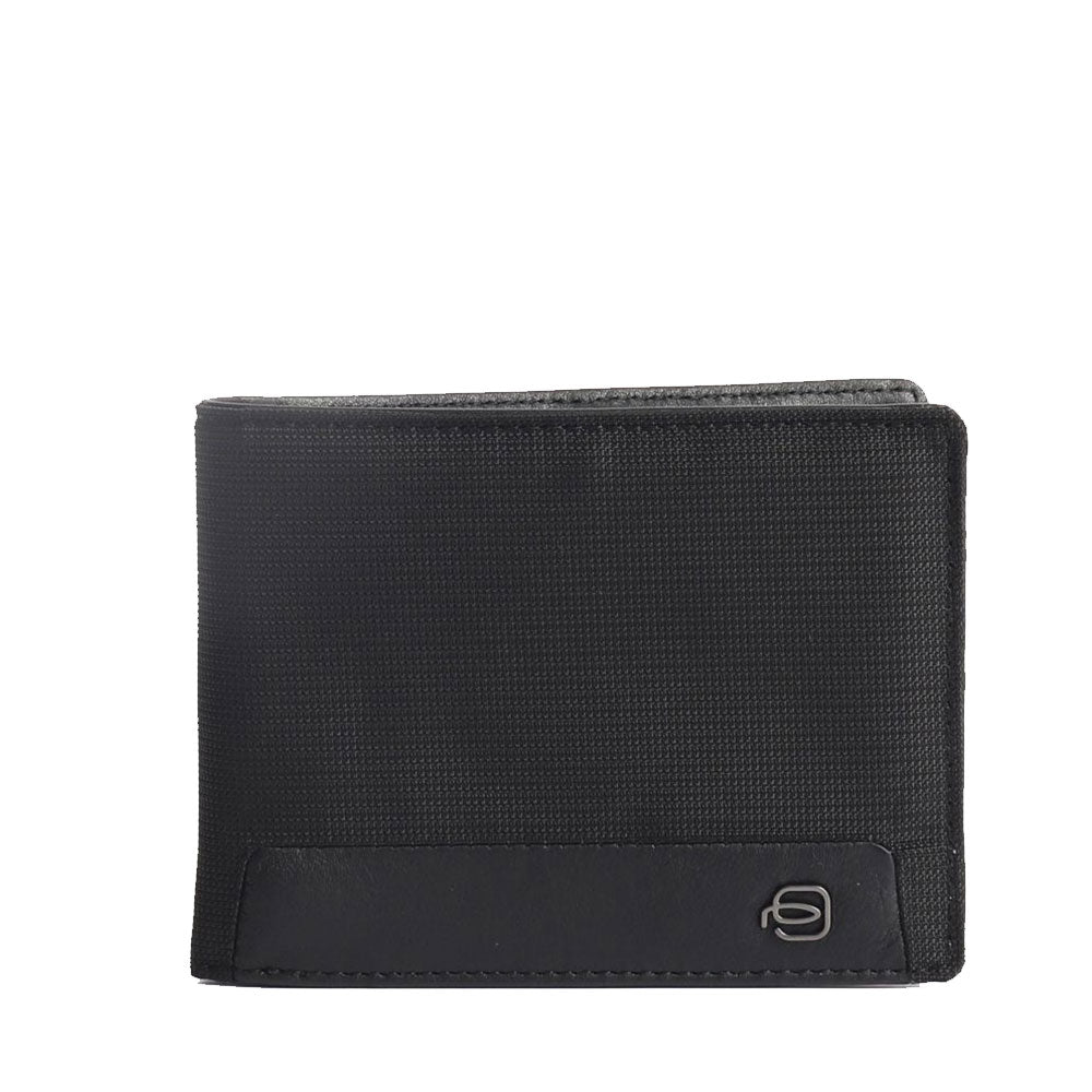 Portafoglio PIQUADRO Uomo con Portamonete In Pelle e Tessuto Colore Nero