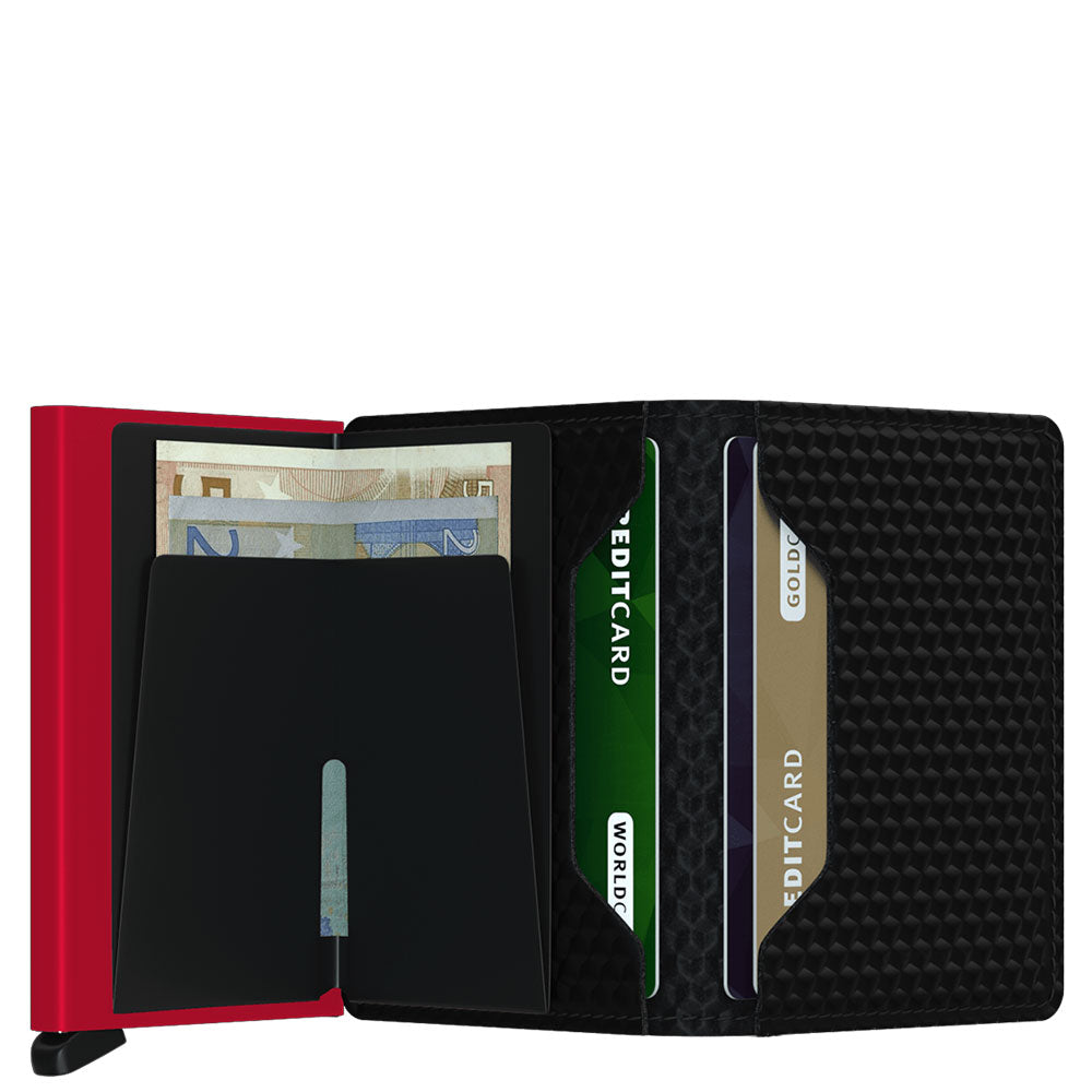 Porta Carte SECRID linea Cubic in Pelle colore Nero e Rosso con RFID