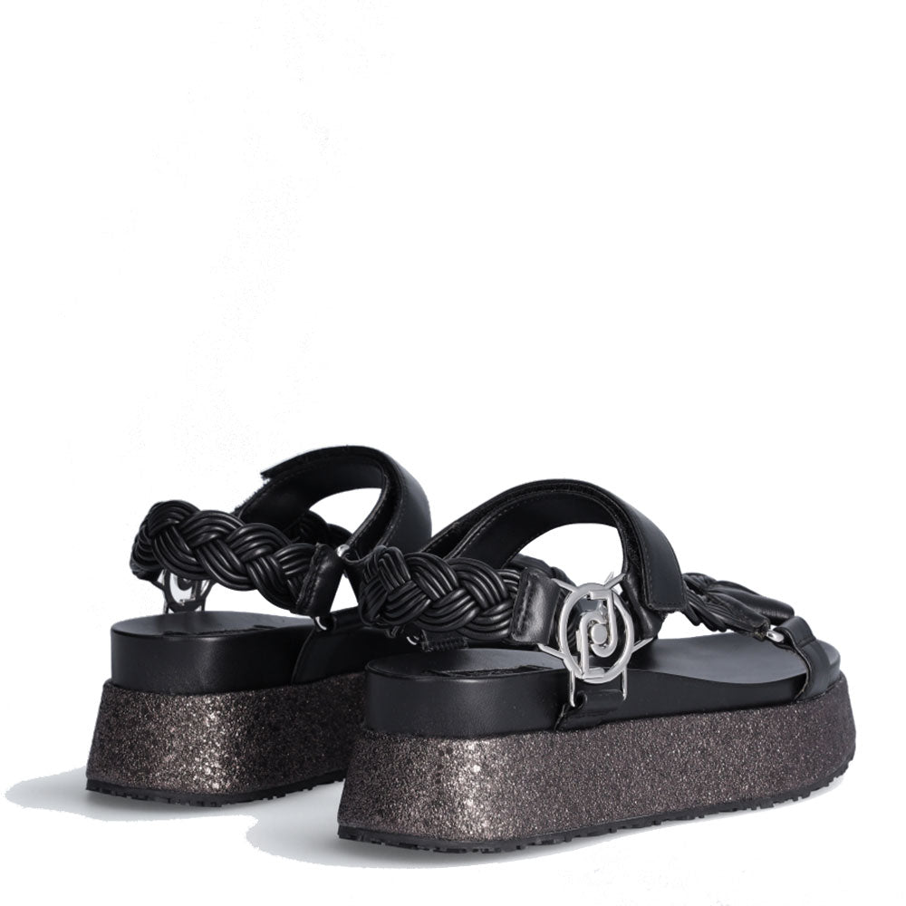 Scarpe Donna LIU JO Sandali Platform Frida 20 con Intreccio e Logo Neri