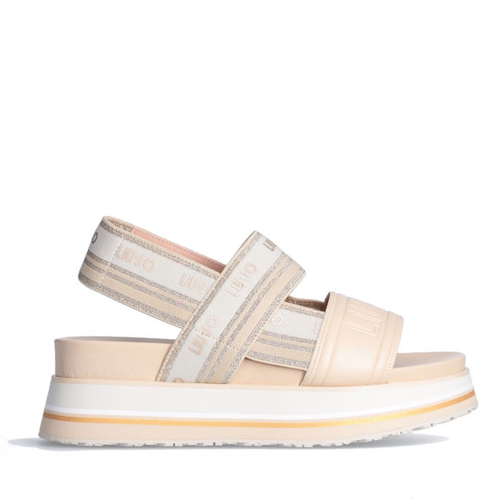 Scarpe Donna LIU JO Sandali Platform Frida 25 con Fasce Elastiche Logate Beige