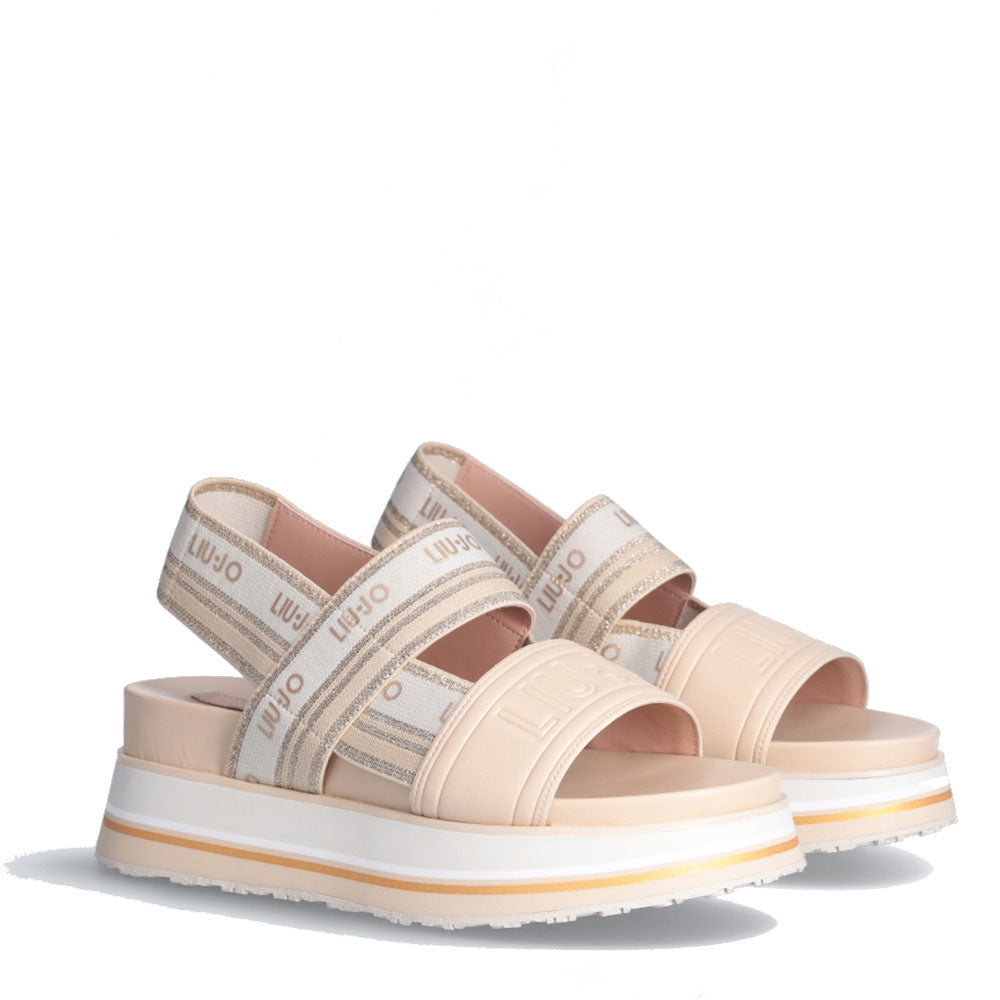 Scarpe Donna LIU JO Sandali Platform Frida 25 con Fasce Elastiche Logate Beige