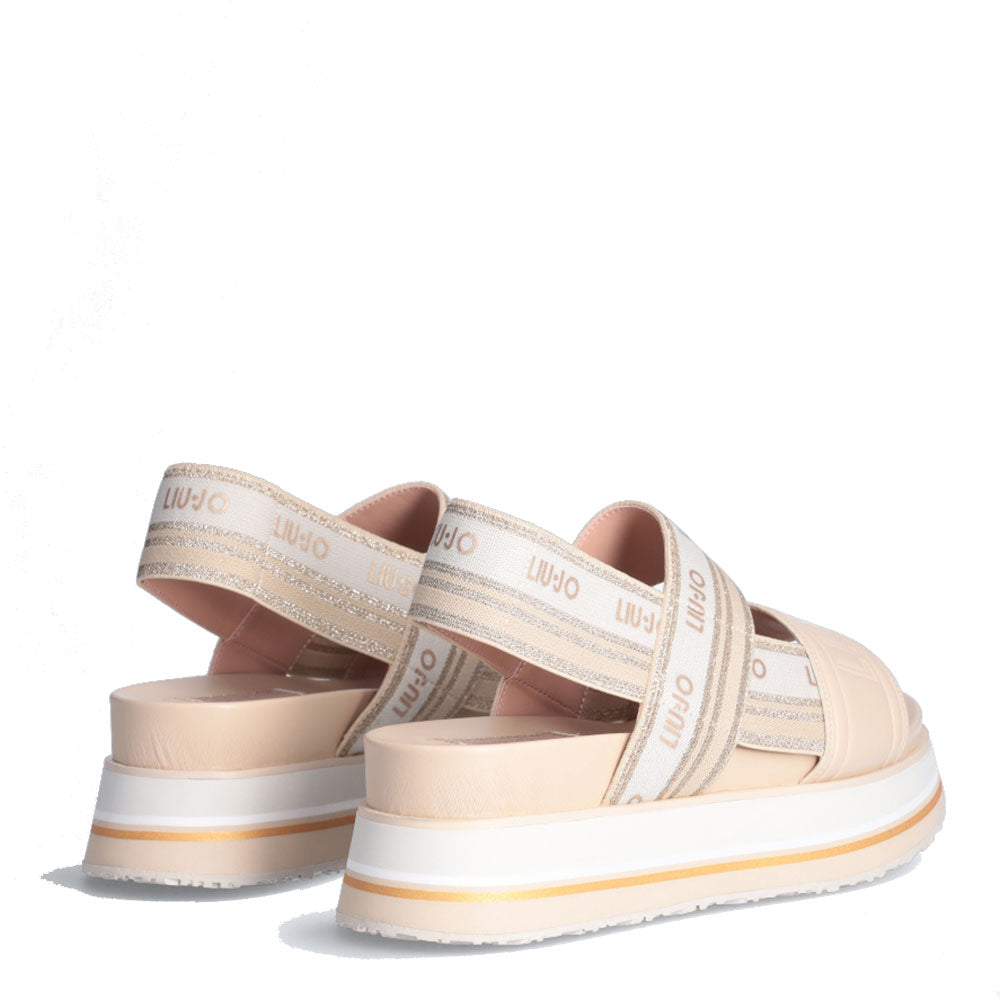 Scarpe Donna LIU JO Sandali Platform Frida 25 con Fasce Elastiche Logate Beige