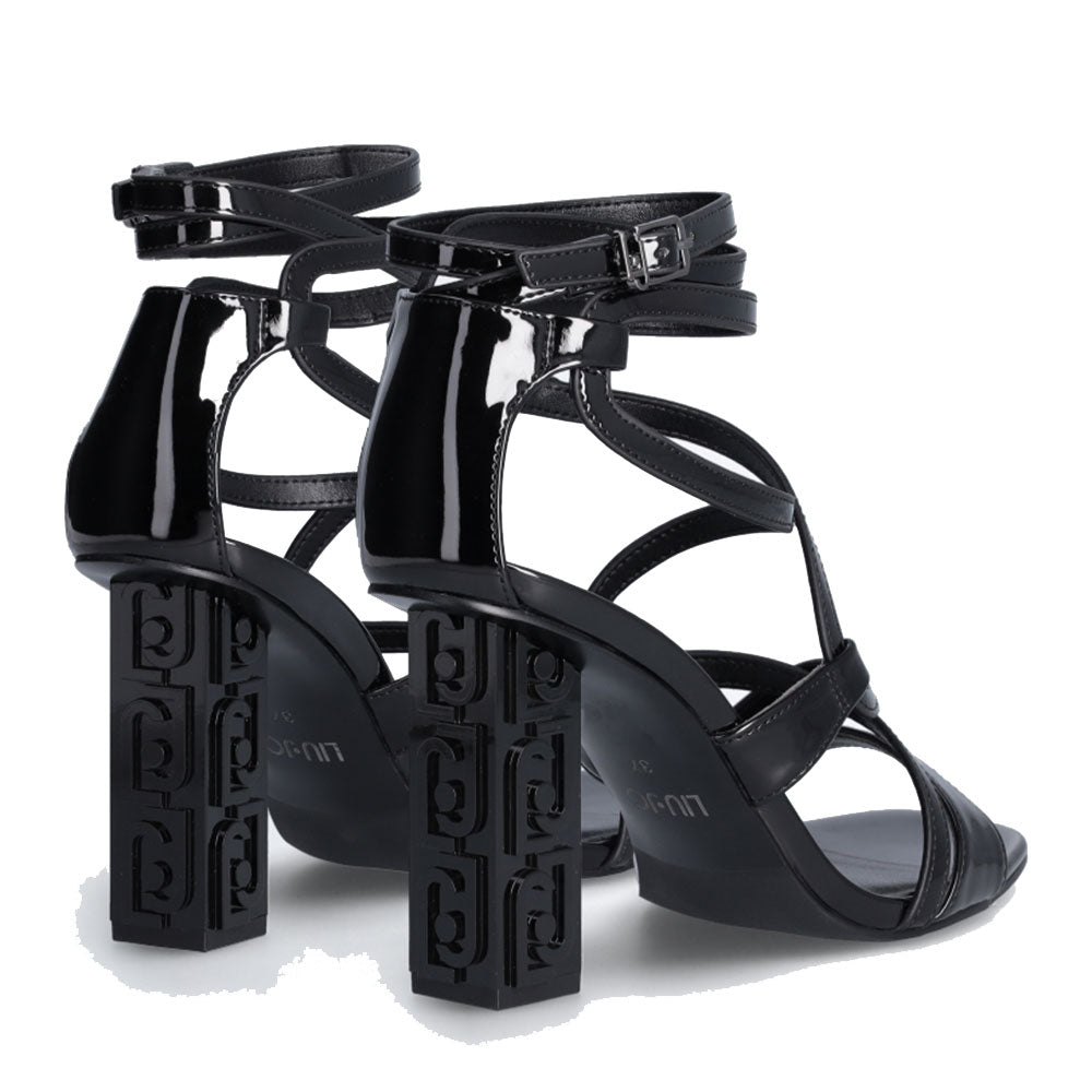 Scarpe Donna LIU JO Serena 05 Sandali in Vernice Nera con Tacco Logato