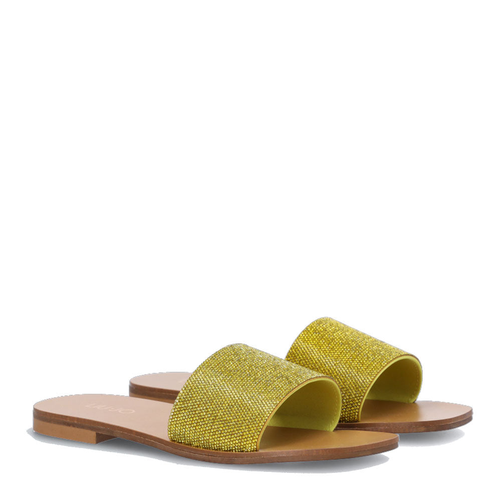Ciabatta Flat Donna LIU JO Saba 04 con Strass Gialla