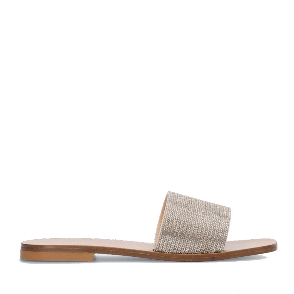 Ciabatta Flat Donna LIU JO Saba 04 con Strass color Champagne