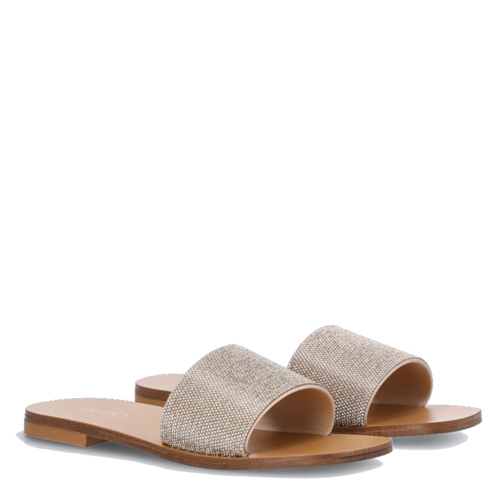 Ciabatta Flat Donna LIU JO Saba 04 con Strass color Champagne