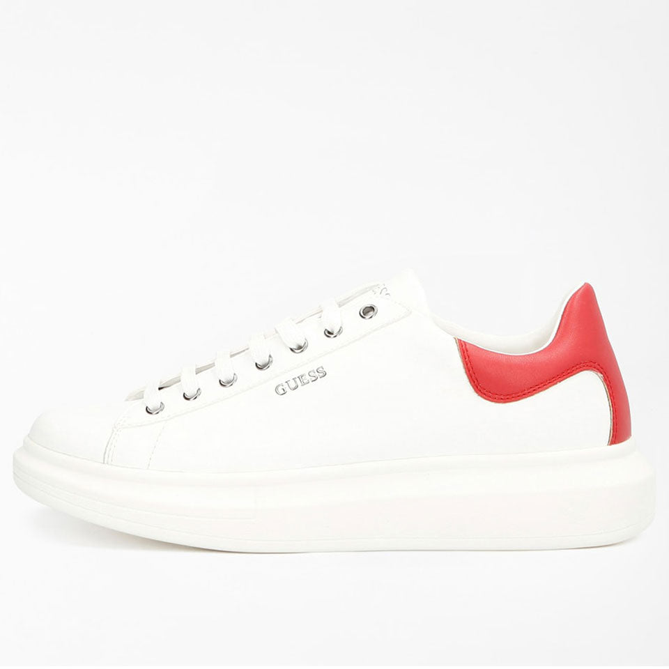 Scarpe Uomo GUESS Sneakers di colore Bianco e Rosso Linea Salerno a sconto Cuoieriashop