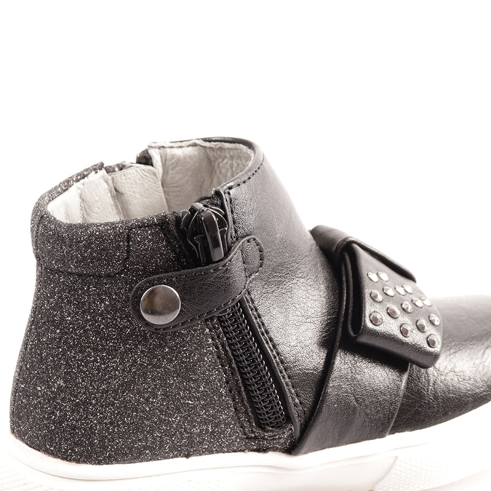 Scarpe Bambina LIU JO linea Sarah 27 Sneakers Alte Nere con Fiocco