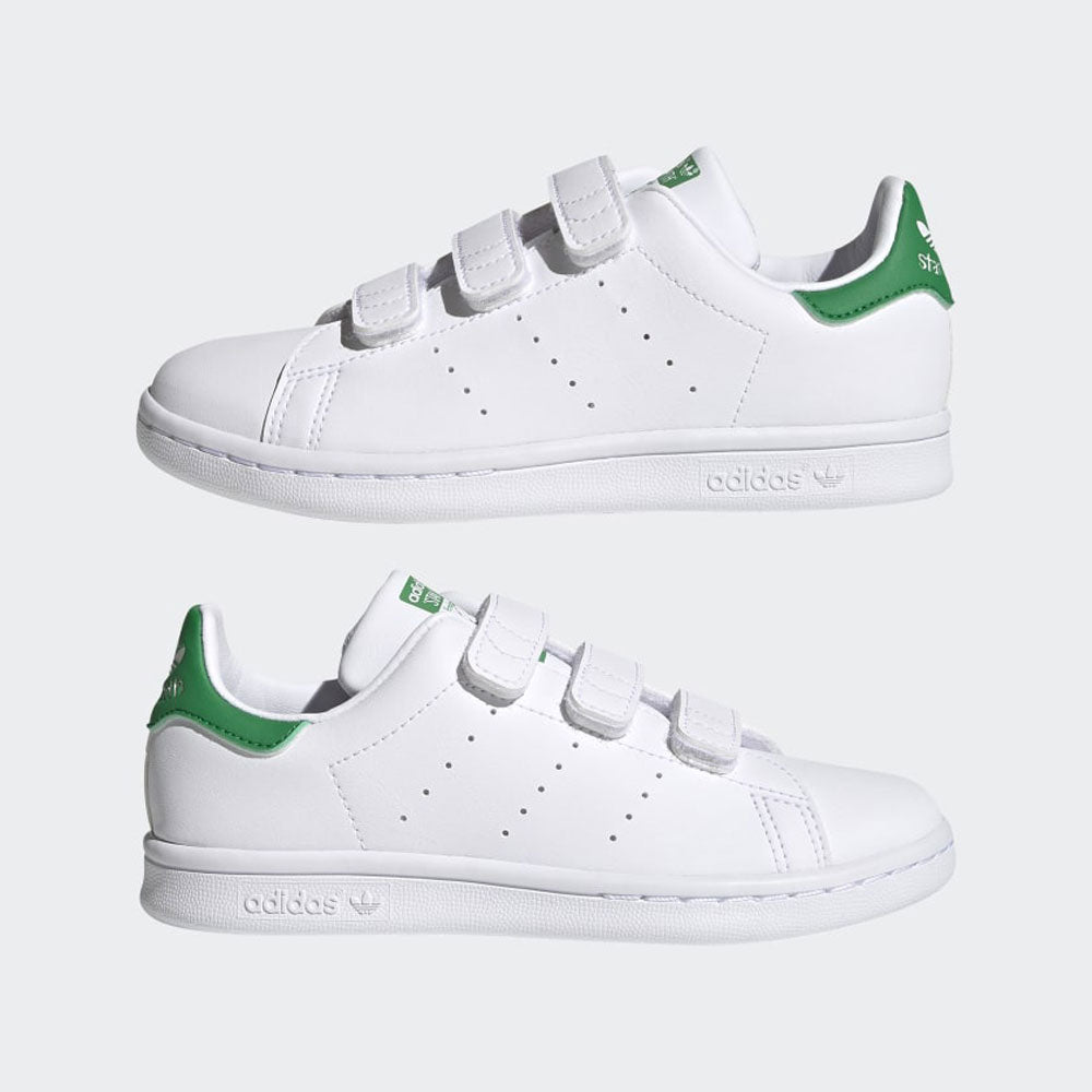 Scarpe Bambino ADIDAS Sneakers linea Stan Smith CF C con Strappi colore Bianco e Verde