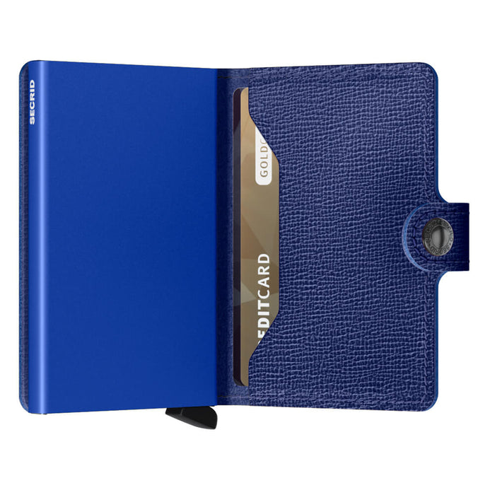 Porta Carte con Clip SECRID linea Miniwallet Crisple in Pelle Cobalto con RFID