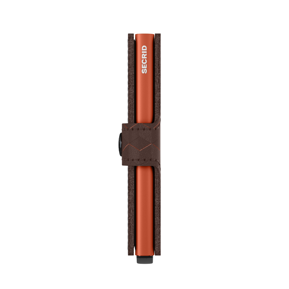Porta Carte con Clip SECRID linea Miniwallet Optical in Pelle Brown-Orange con RFID