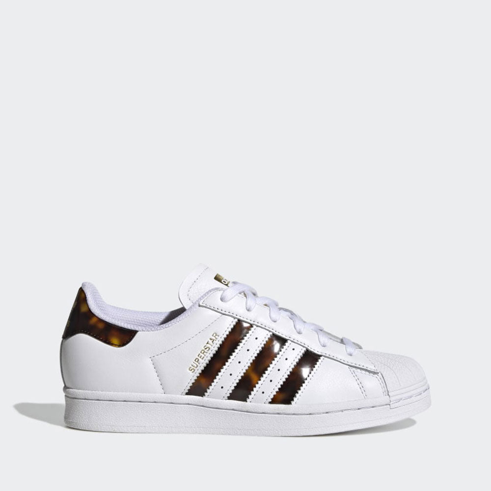 Scarpe Donna ADIDAS Sneakers linea Superstar W in Pelle colore Bianco e Marrone Tartarugato a sconto Cuoieriashop